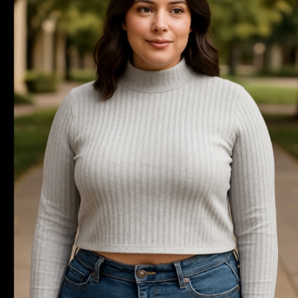 H&M Gray Ribbed Turtleneck Sweater